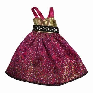 Fashionistas Barbie Doll Gold Pink Glitter Sparkle Dress